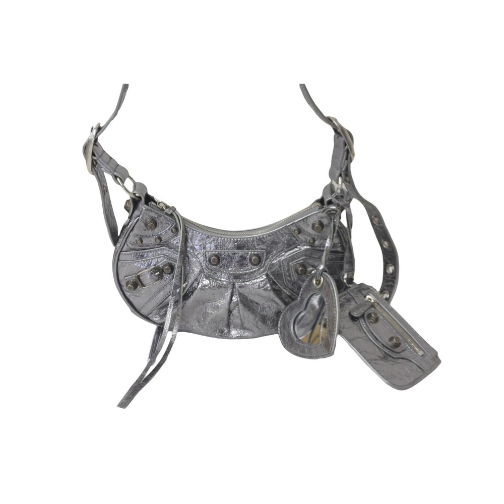 BALENCIAGA LE CAGOLE XS shoulder bag regular silver leather - Picture 2 of 9